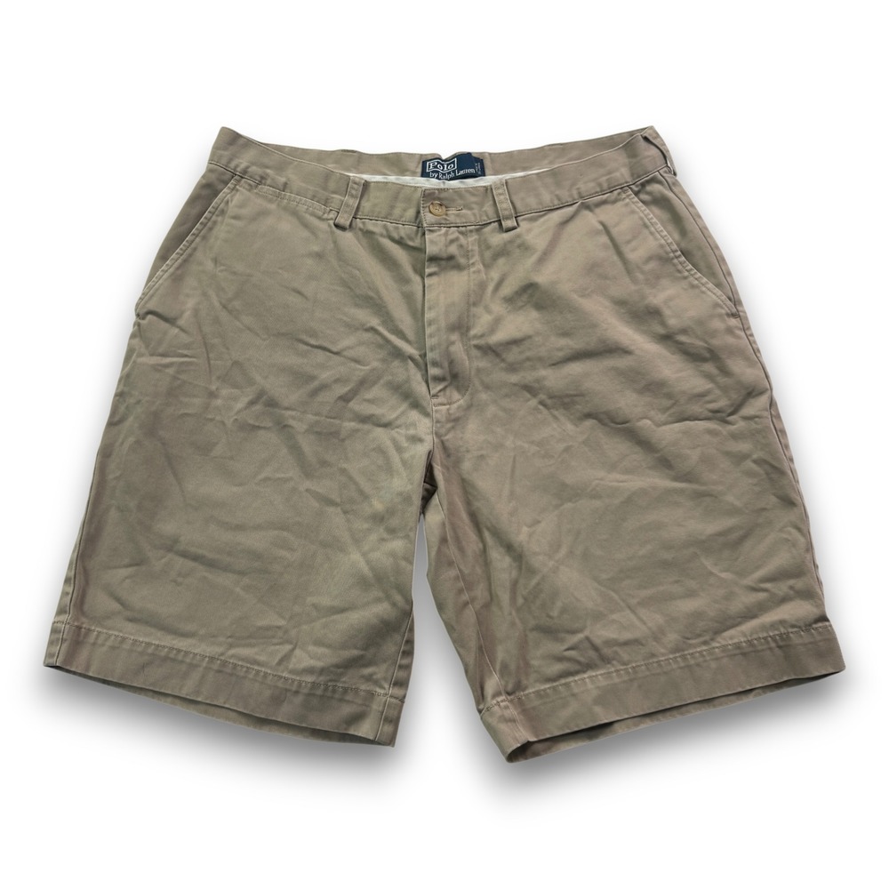 Polo Ralph Lauren Mens Khaki Chino Shorts Size 34 Tan Cotton Classic Fit 71567